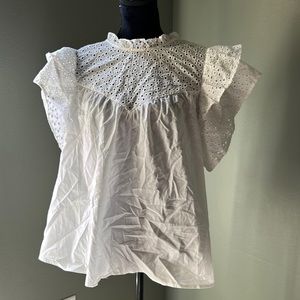 Women’s Flutter Shirt Sleeve Eyelet Top, Size Large, A New Day brand from Target